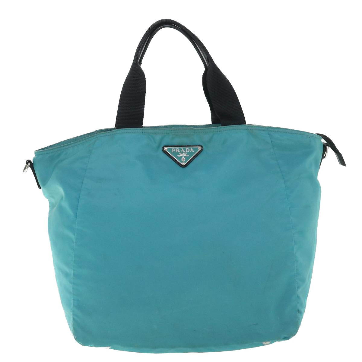 PRADA Tote Bag Nylon 2way Turquoise Blue Auth ar10233