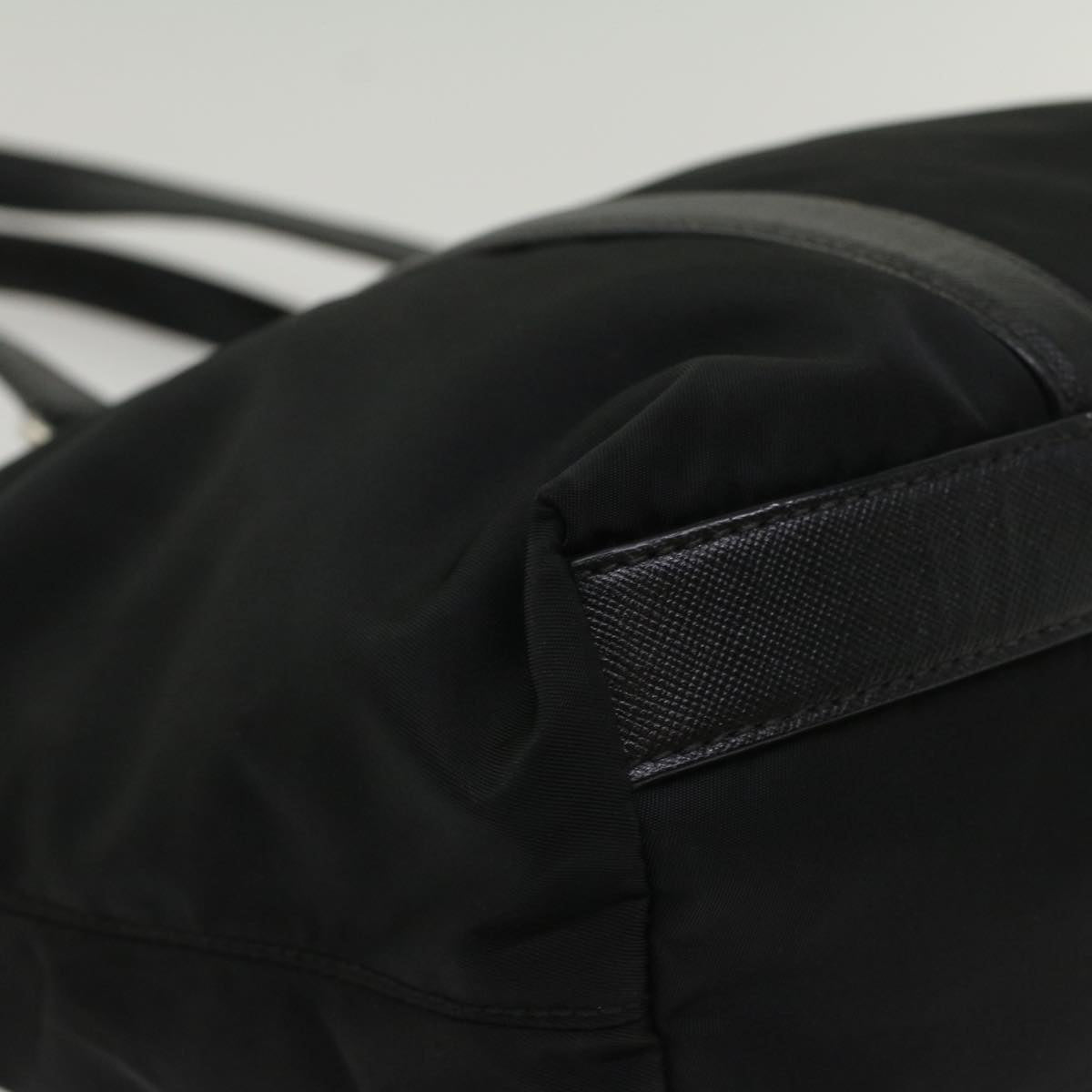 PRADA Tote Bag Nylon Leather Black Auth ar10238