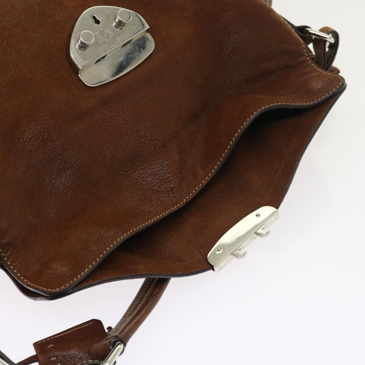 PRADA Shoulder Bag Leather Brown Auth ar10240