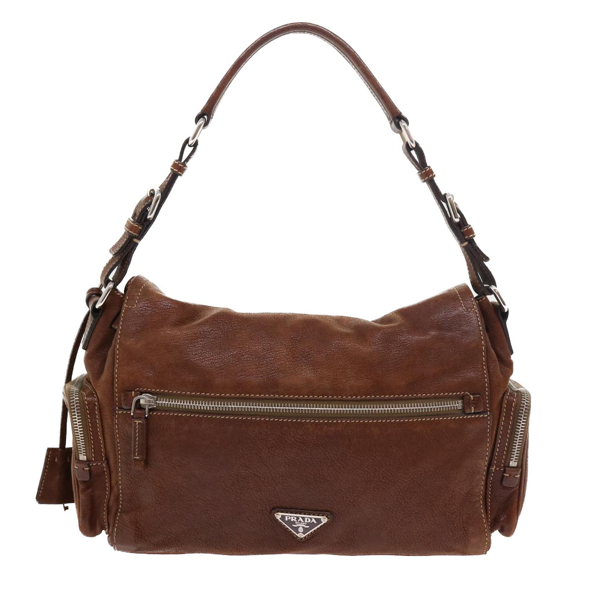 PRADA Shoulder Bag Leather Brown Auth ar10240 - 0