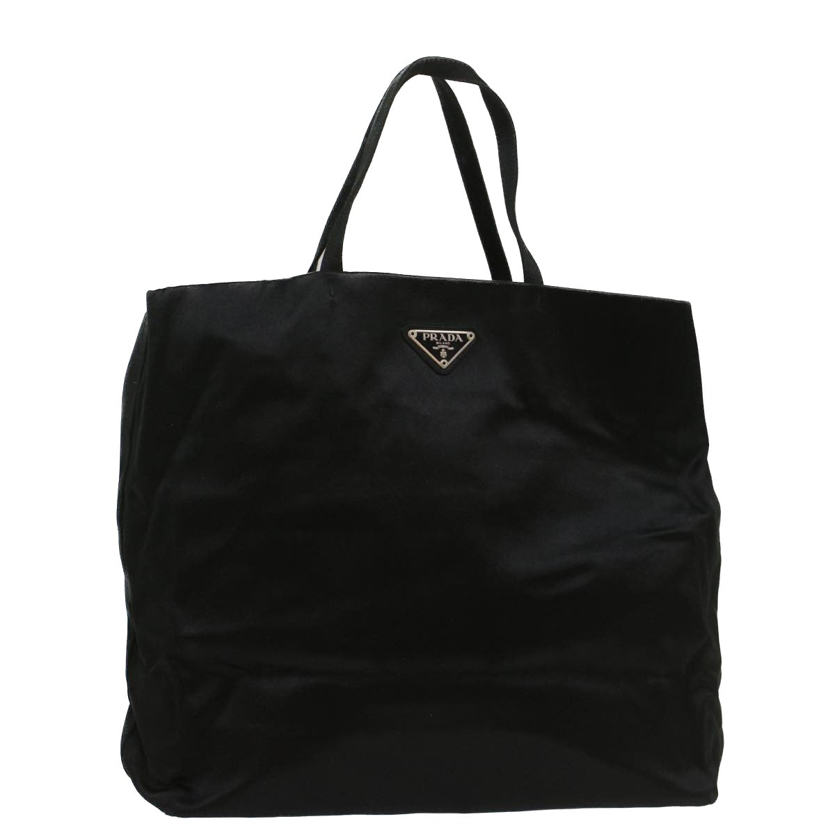 PRADA Hand Bag Satin Black Auth ar10243