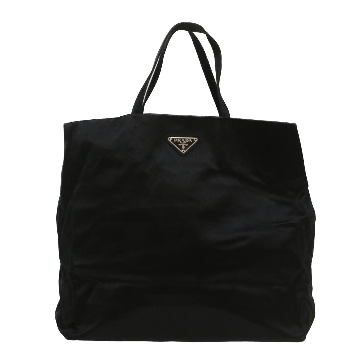 PRADA Hand Bag Satin Black Auth ar10243