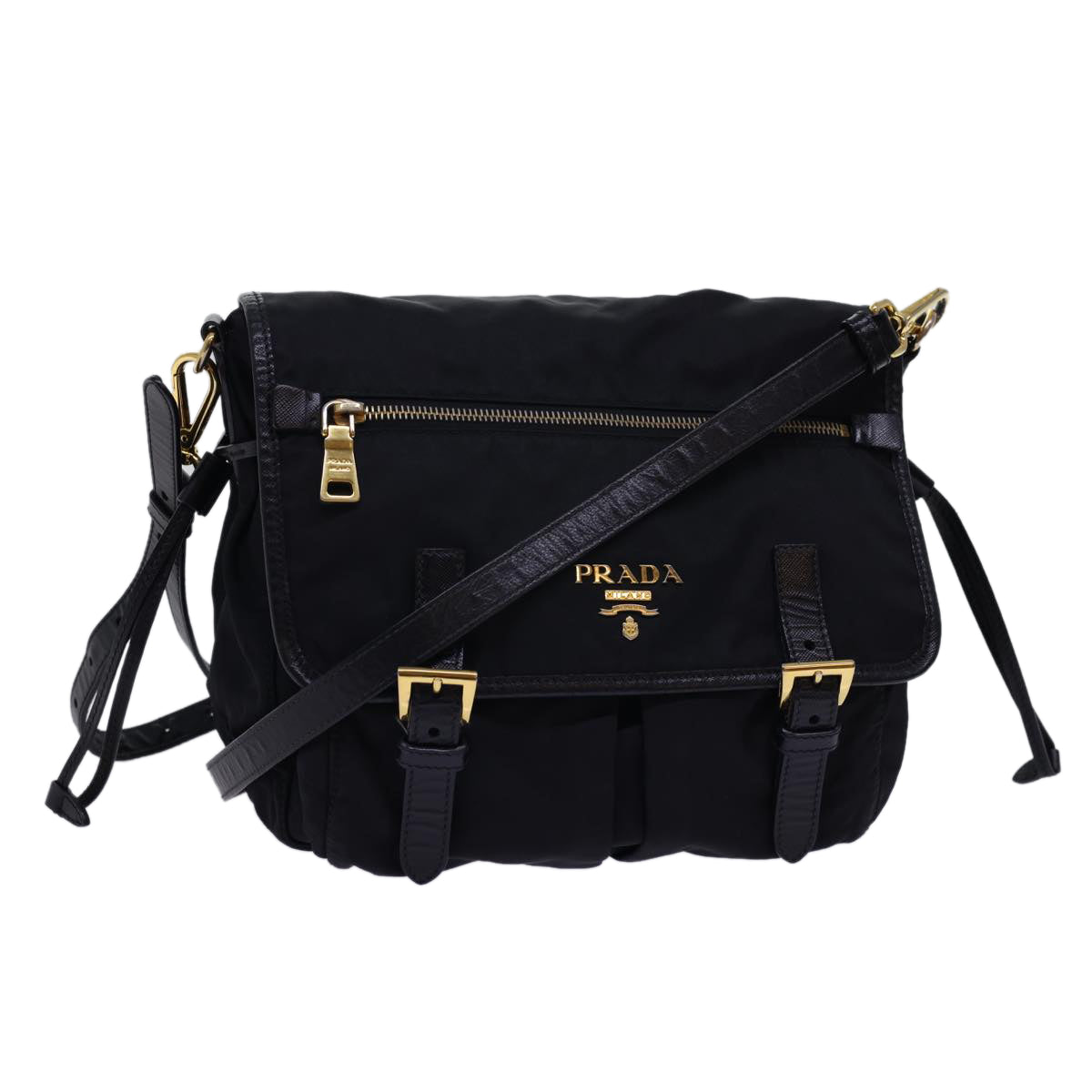 PRADA Shoulder Bag Nylon Black Auth ar10246