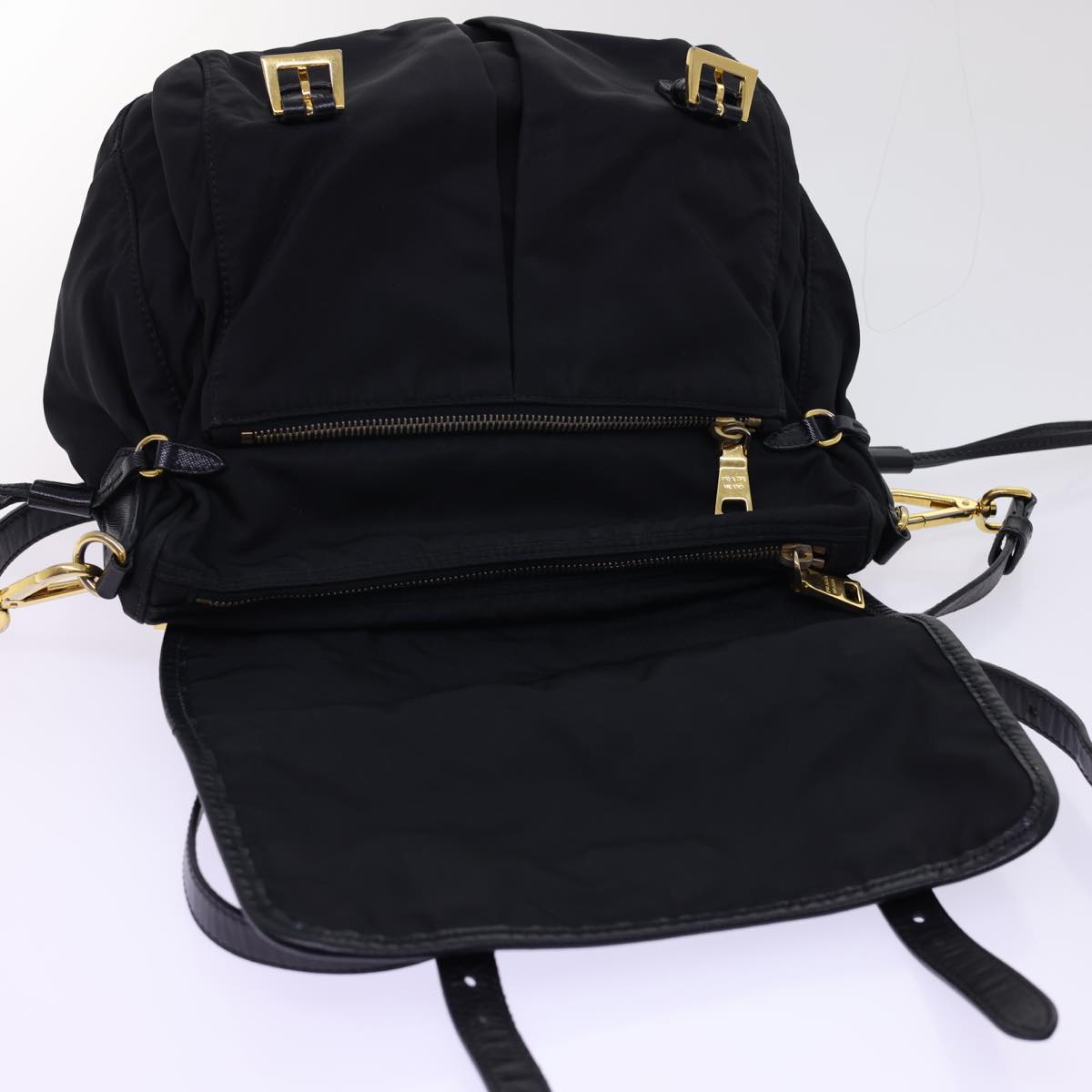 PRADA Shoulder Bag Nylon Black Auth ar10246