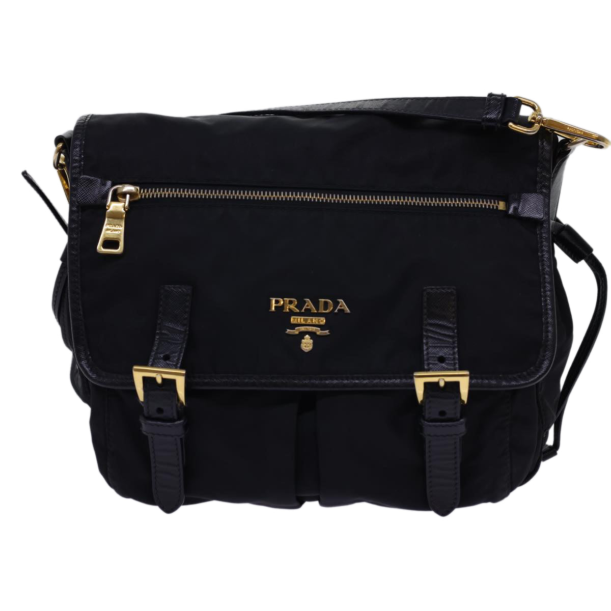 PRADA Shoulder Bag Nylon Black Auth ar10246