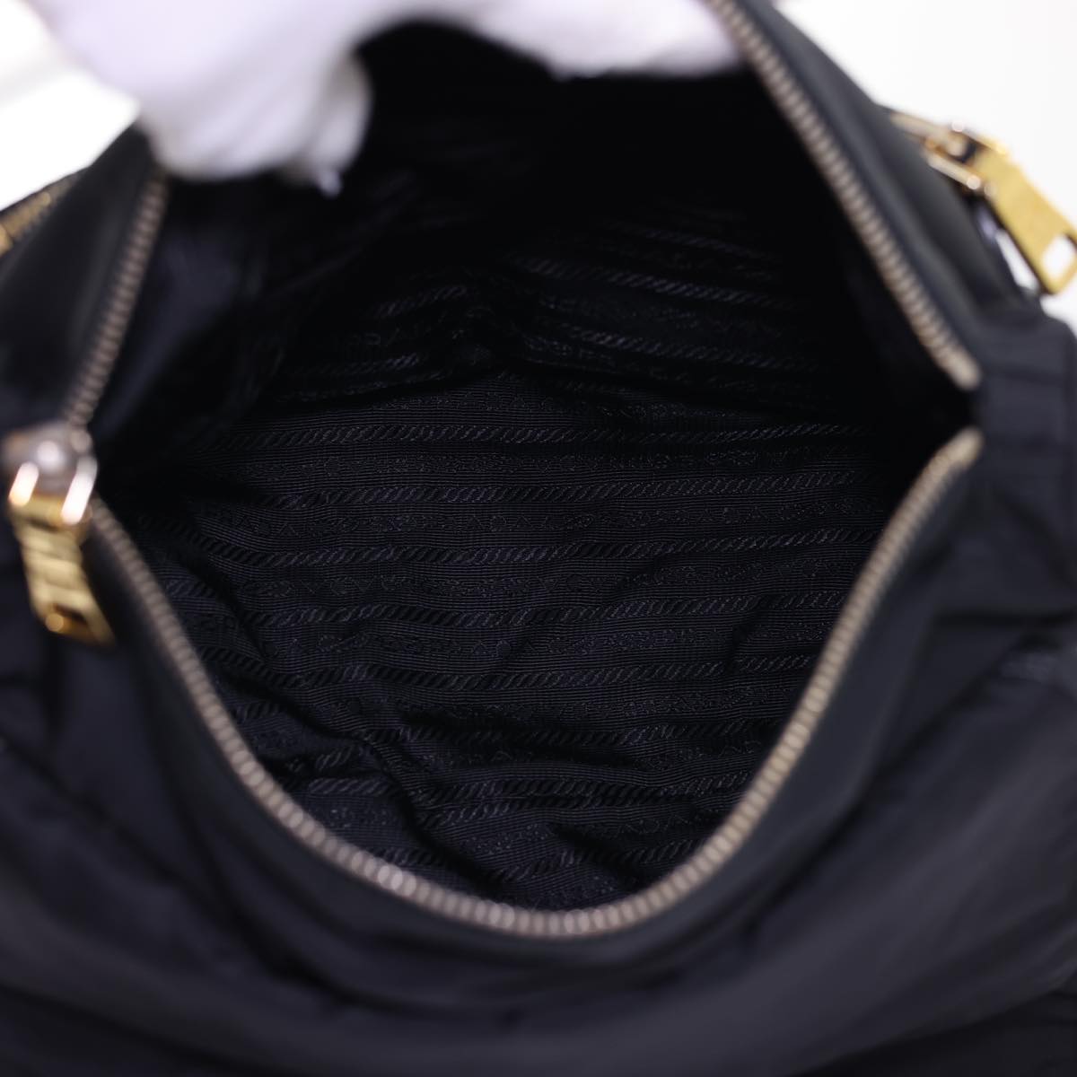 PRADA Shoulder Bag Nylon Black Auth ar10246