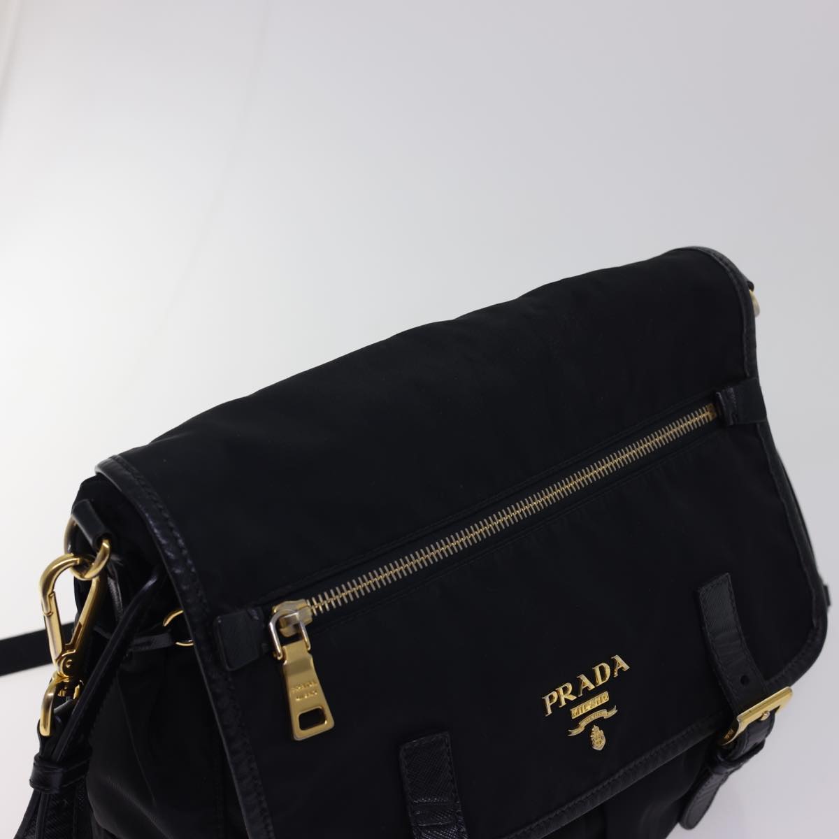 PRADA Shoulder Bag Nylon Black Auth ar10246