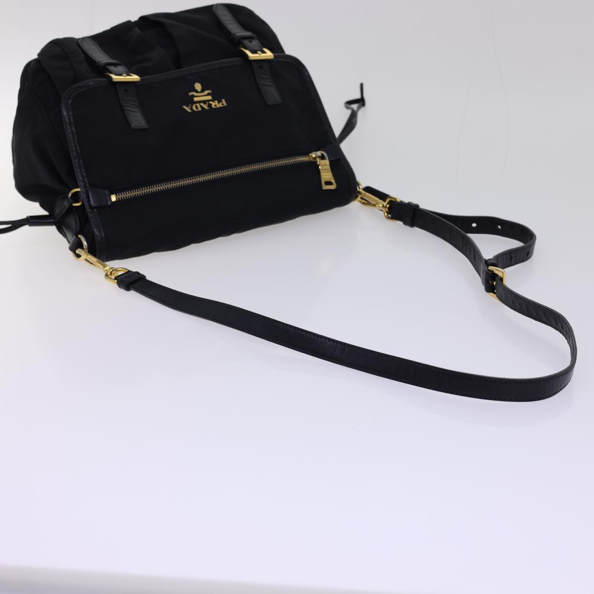 PRADA Shoulder Bag Nylon Black Auth ar10246