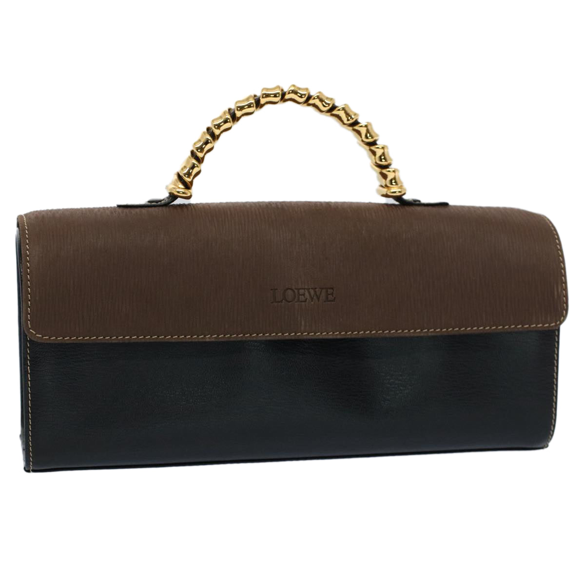 LOEWE Velazquez Hand Bag Leather Black Auth ar10253