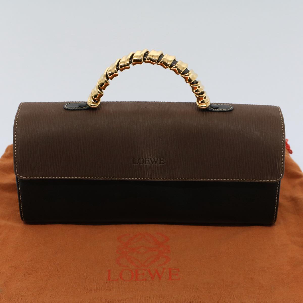 LOEWE Velazquez Hand Bag Leather Black Auth ar10253