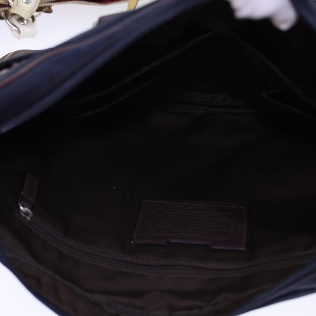 Coach Shoulder Bag Leather nylon 5Set Beige Navy Red Auth ar10254