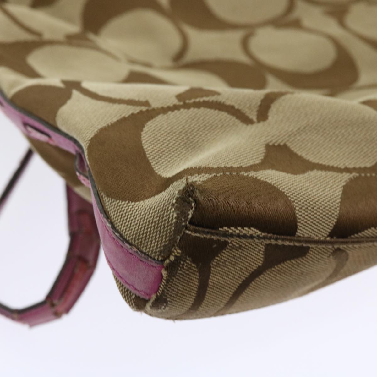 Coach Signature Shoulder Bag Canvas 5Set Beige Pink Auth ar10255