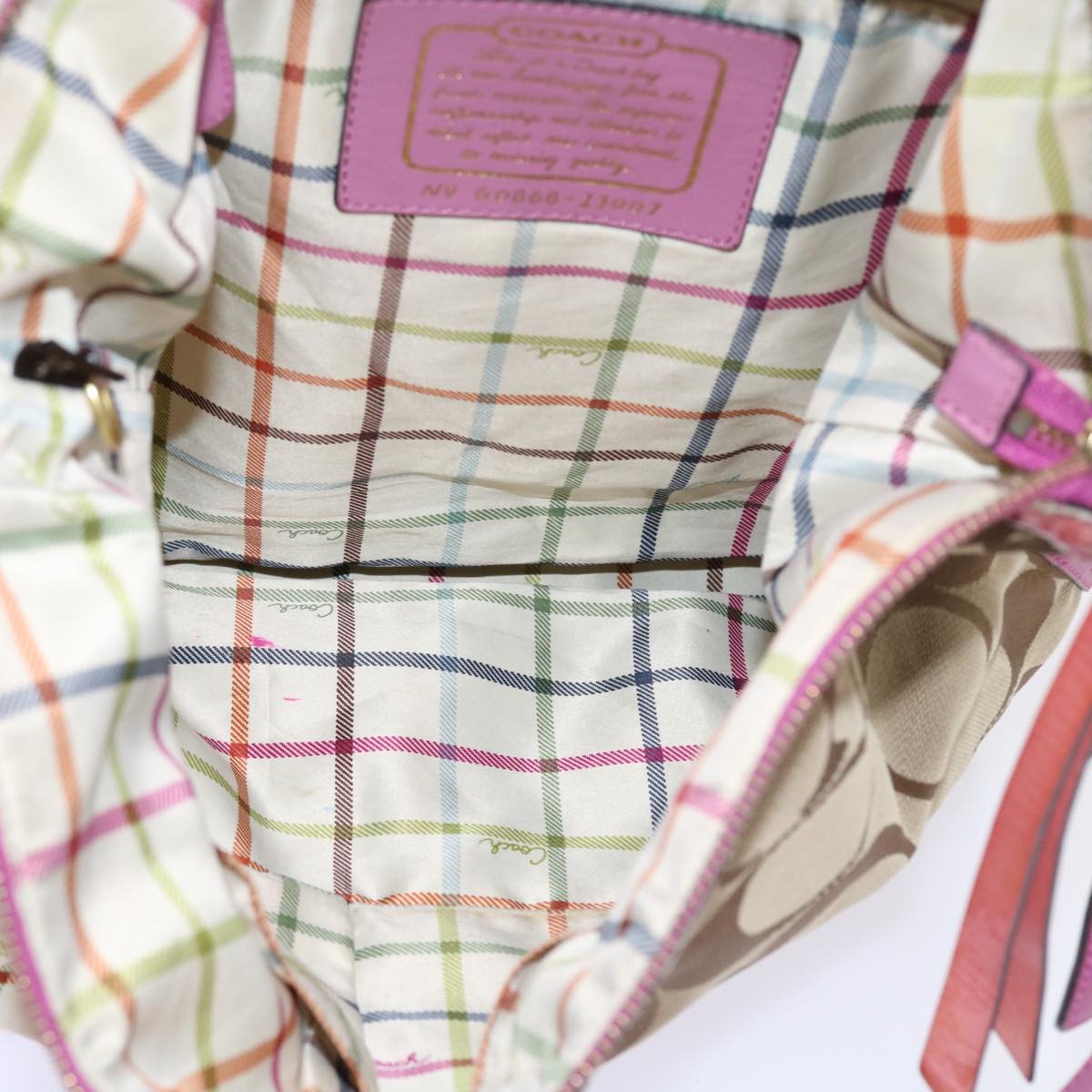 Coach Signature Shoulder Bag Canvas 5Set Beige Pink Auth ar10255