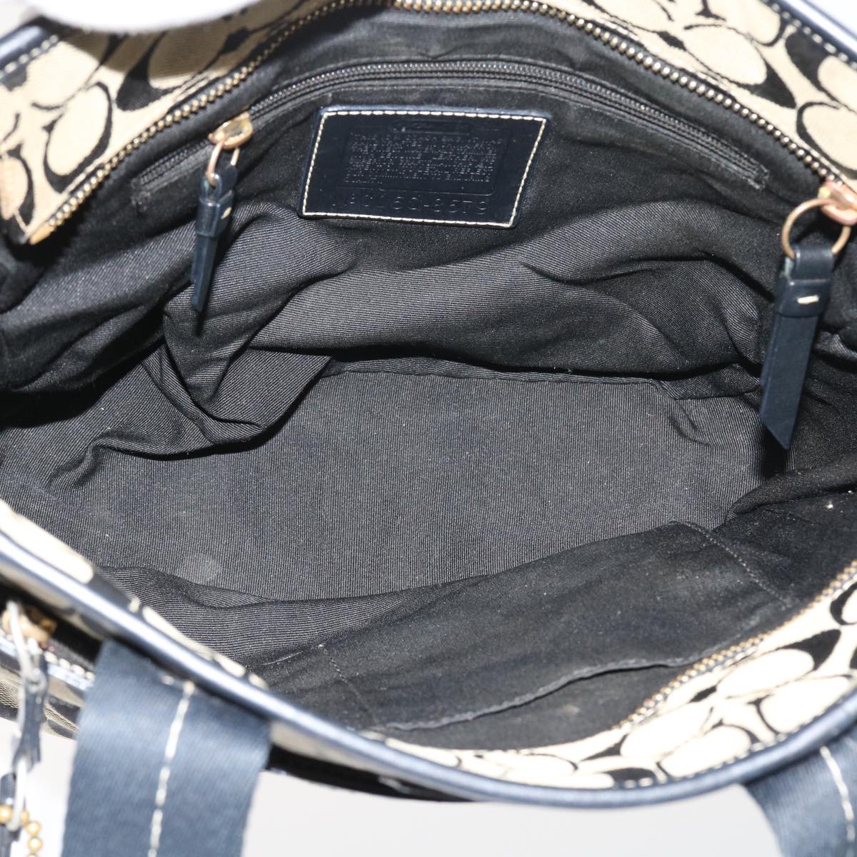 Coach Signature Shoulder Bag Canvas 5Set Beige Black Auth ar10258
