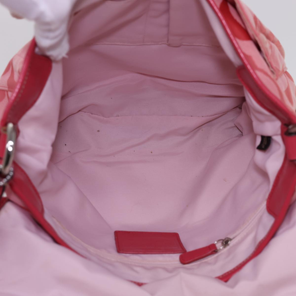 Coach Signature Shoulder Bag Canvas 5Set Beige Pink Auth ar10260