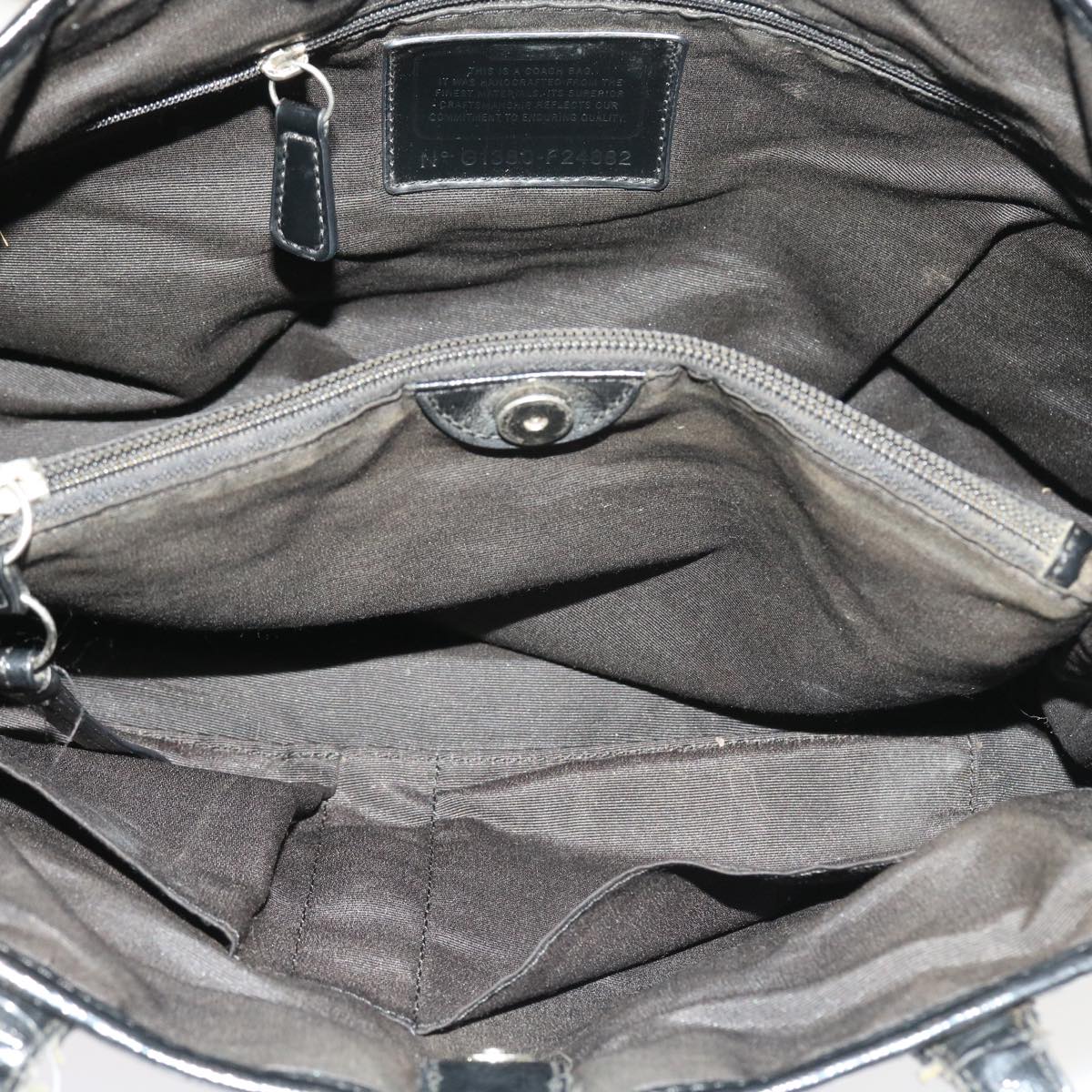 Coach Signature Shoulder Bag Canvas Leather 5Set Beige Black Auth ar10261