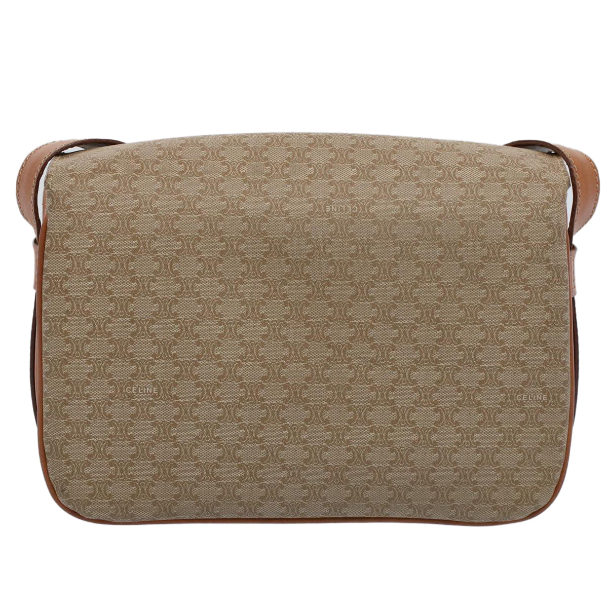 CELINE Macadam Canvas Shoulder Bag Beige Auth ar10274 - 0