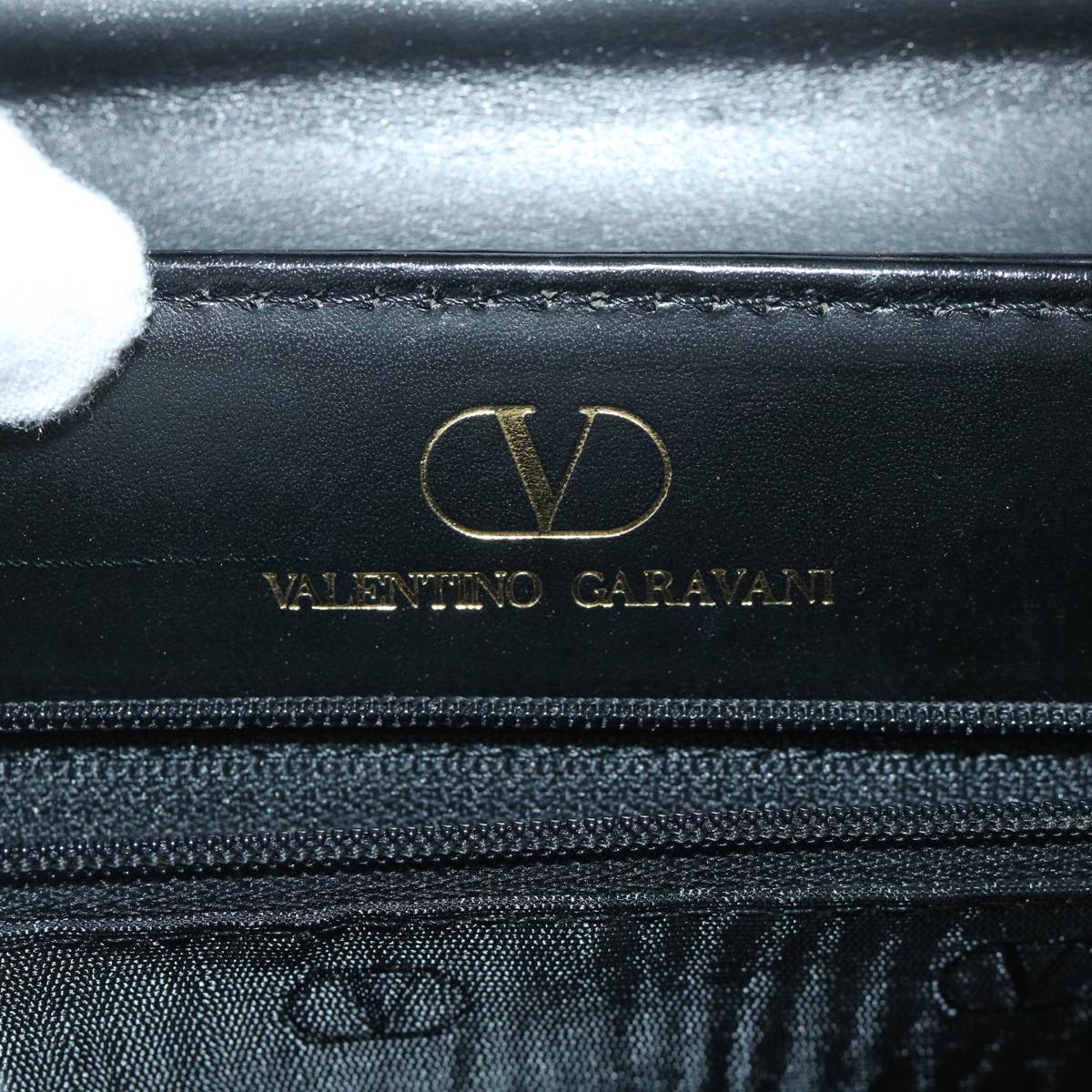 VALENTINO Hand Bag Leather Black Auth ar10276