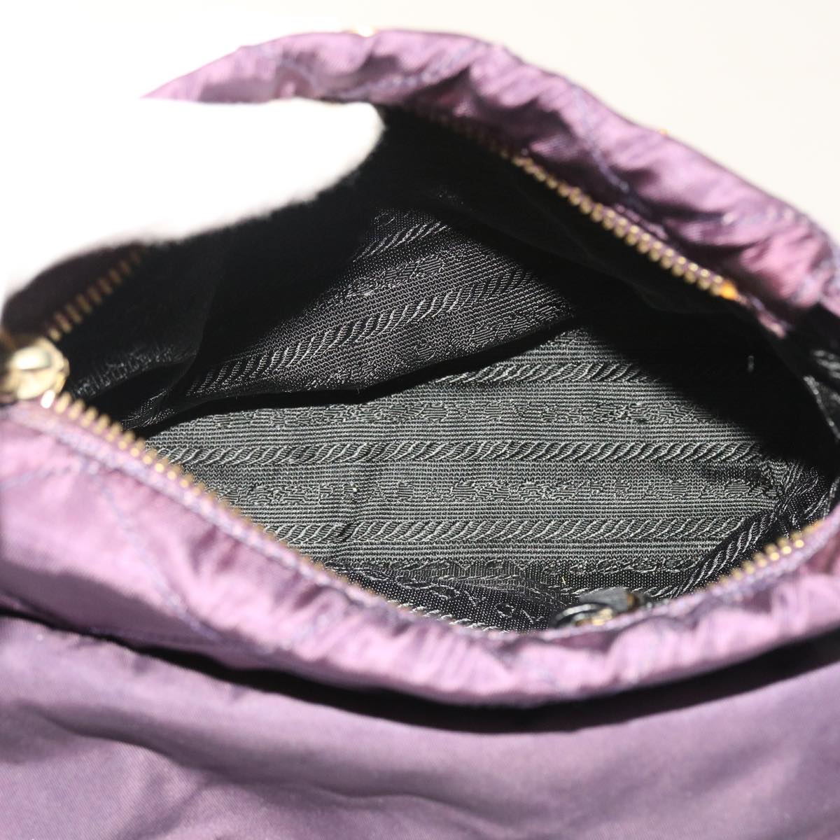 PRADA Quilted Chain Shoulder Bag Nylon Purple Auth ar10285