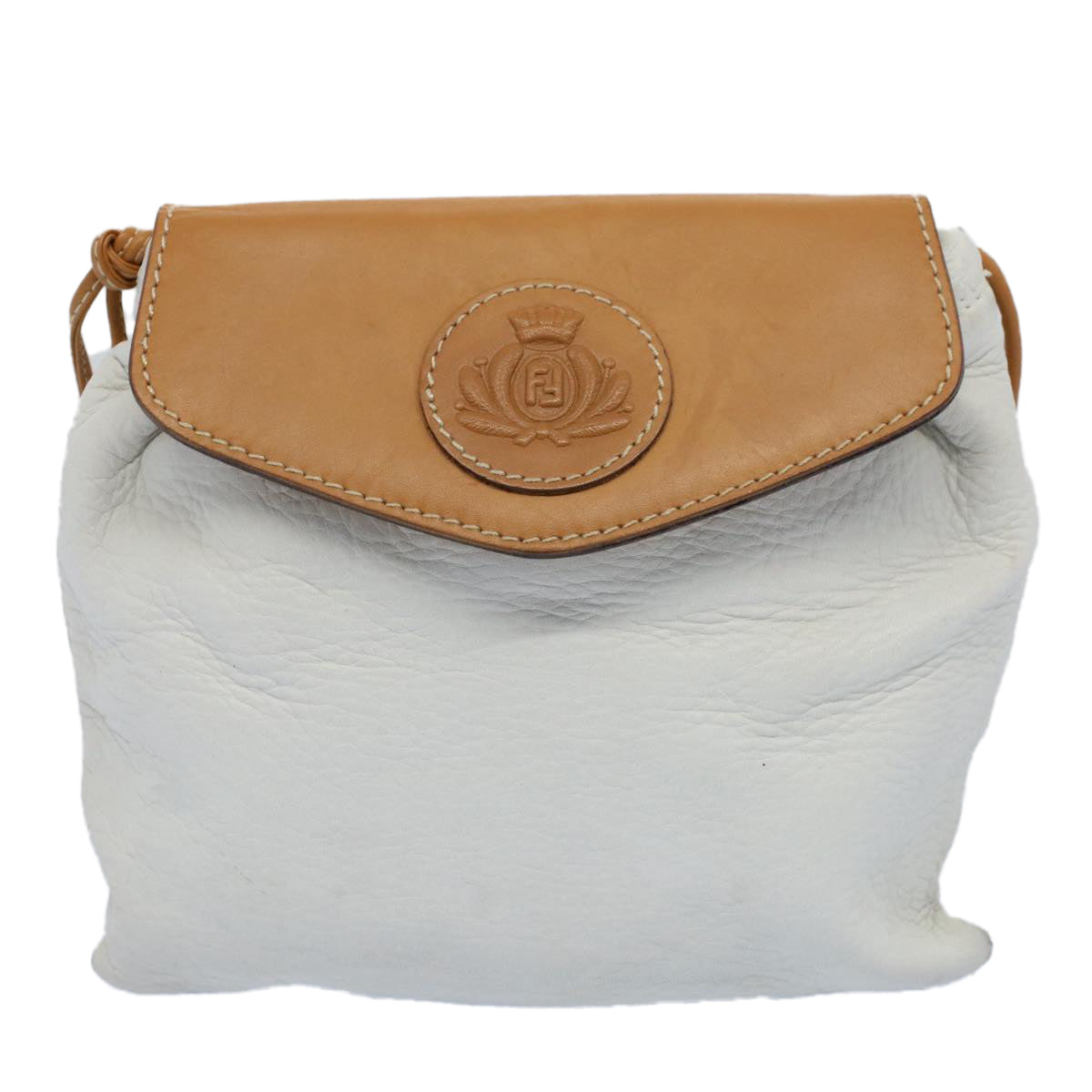 FENDI Shoulder Bag Leather White Auth ar10303 - 0