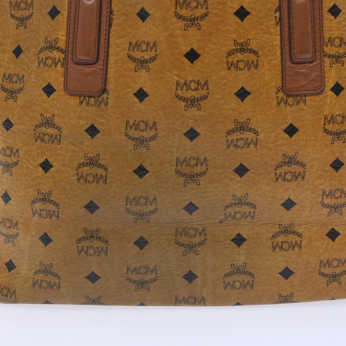 MCM Vicetos Logogram Tote Bag PVC Leather Brown Auth ar10307