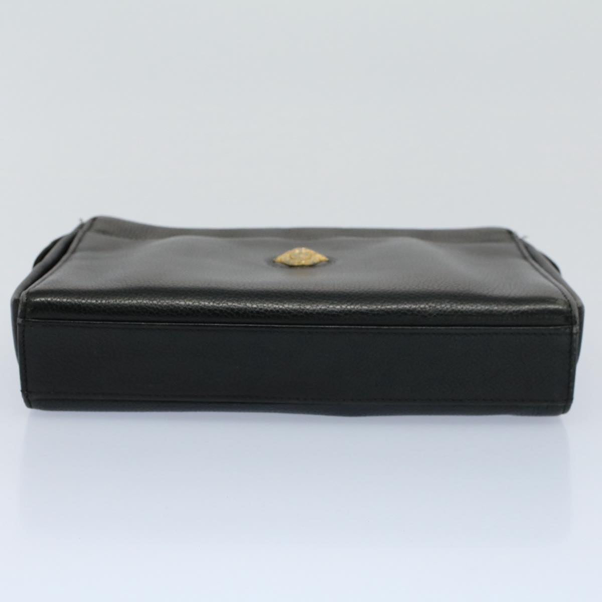 Gianni Versace Clutch Bag Leather Black Auth ar10310