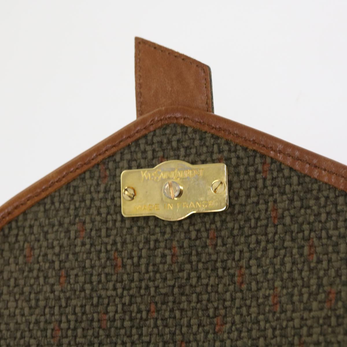 SAINT LAURENT Clutch Bag PVC Leather Brown Auth ar10315