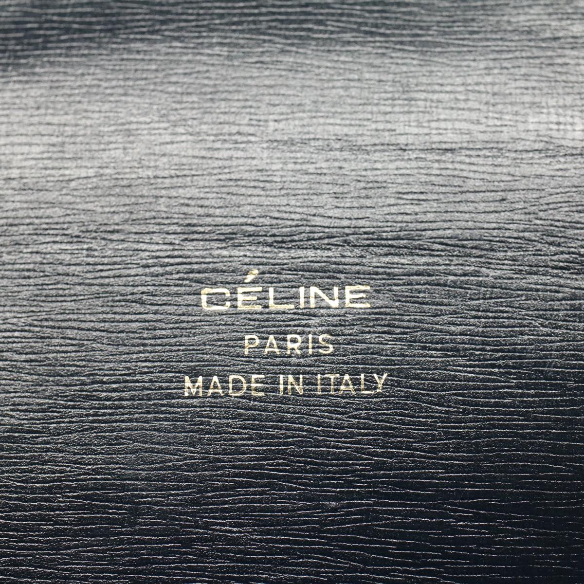 CELINE Horse Carriage Shoulder Bag Leather Navy Auth ar10323