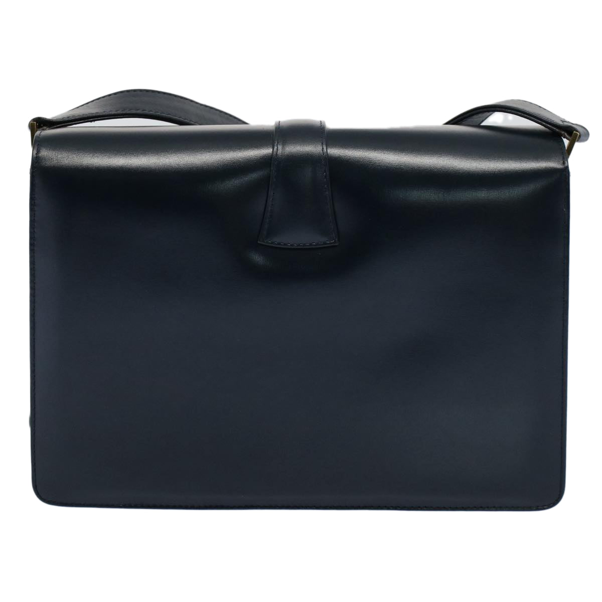 CELINE Horse Carriage Shoulder Bag Leather Navy Auth ar10323