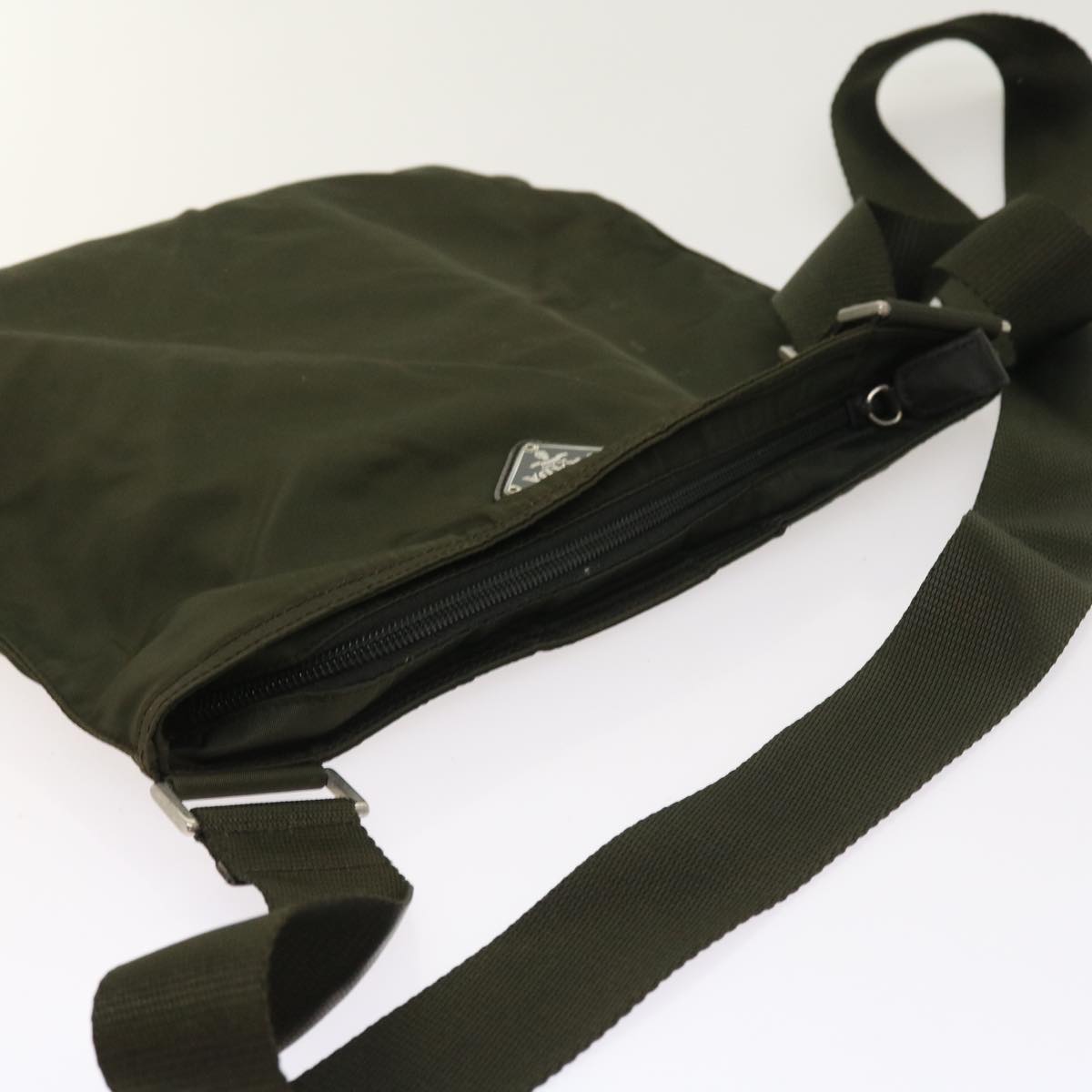 PRADA Shoulder Bag Nylon Khaki Auth ar10326
