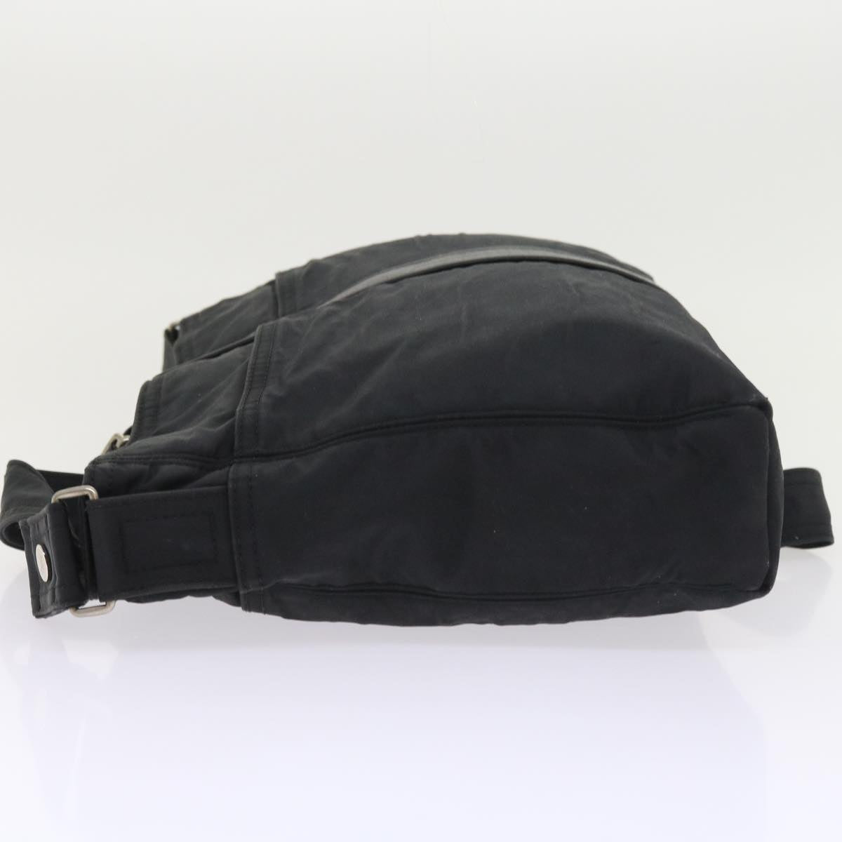 HERMES Acapulco Basas MM Shoulder Bag Nylon Black Auth ar10342