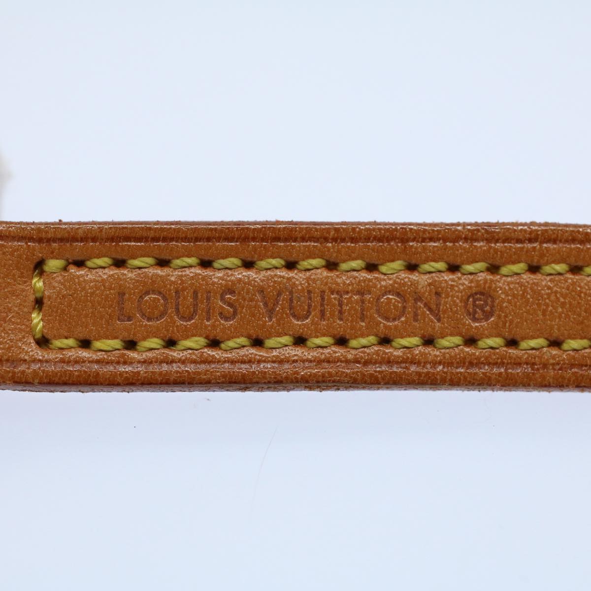 LOUIS VUITTON Shoulder Strap Leather 45.3"" Beige LV Auth ar10348B