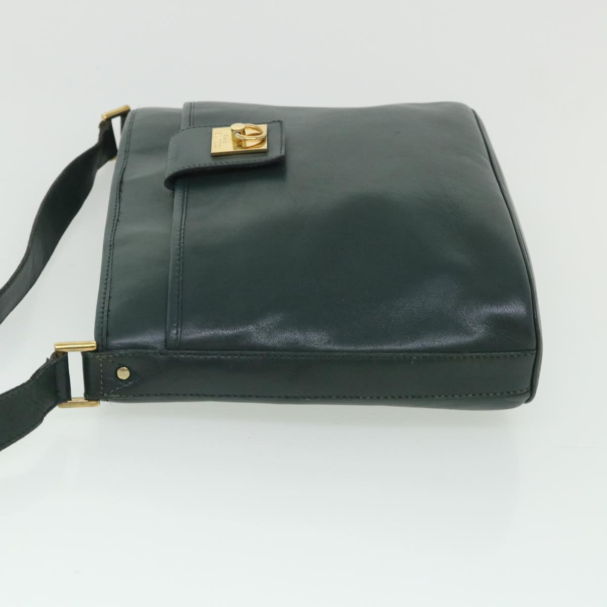 CELINE Shoulder Bag Leather Green Auth ar10370B