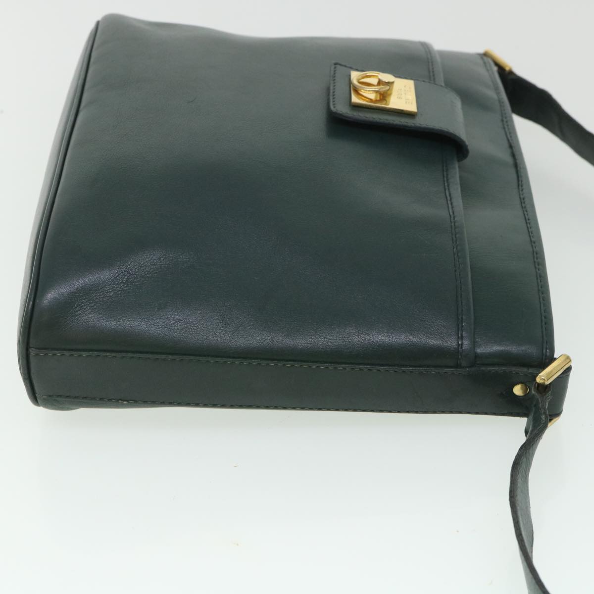 CELINE Shoulder Bag Leather Green Auth ar10370B