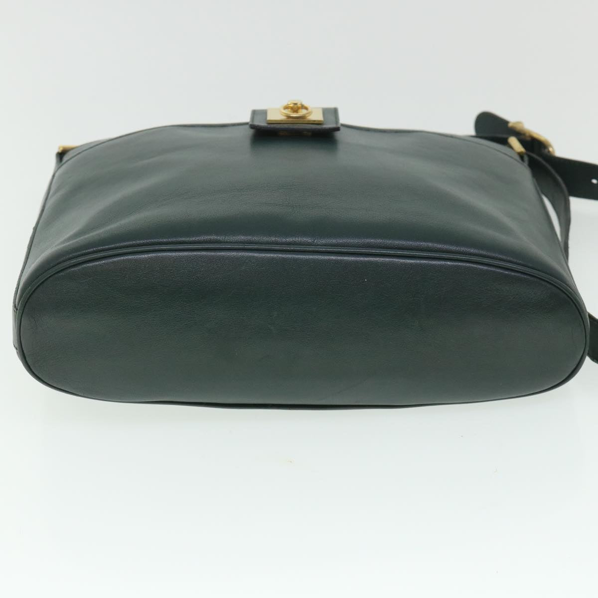 CELINE Shoulder Bag Leather Green Auth ar10370B