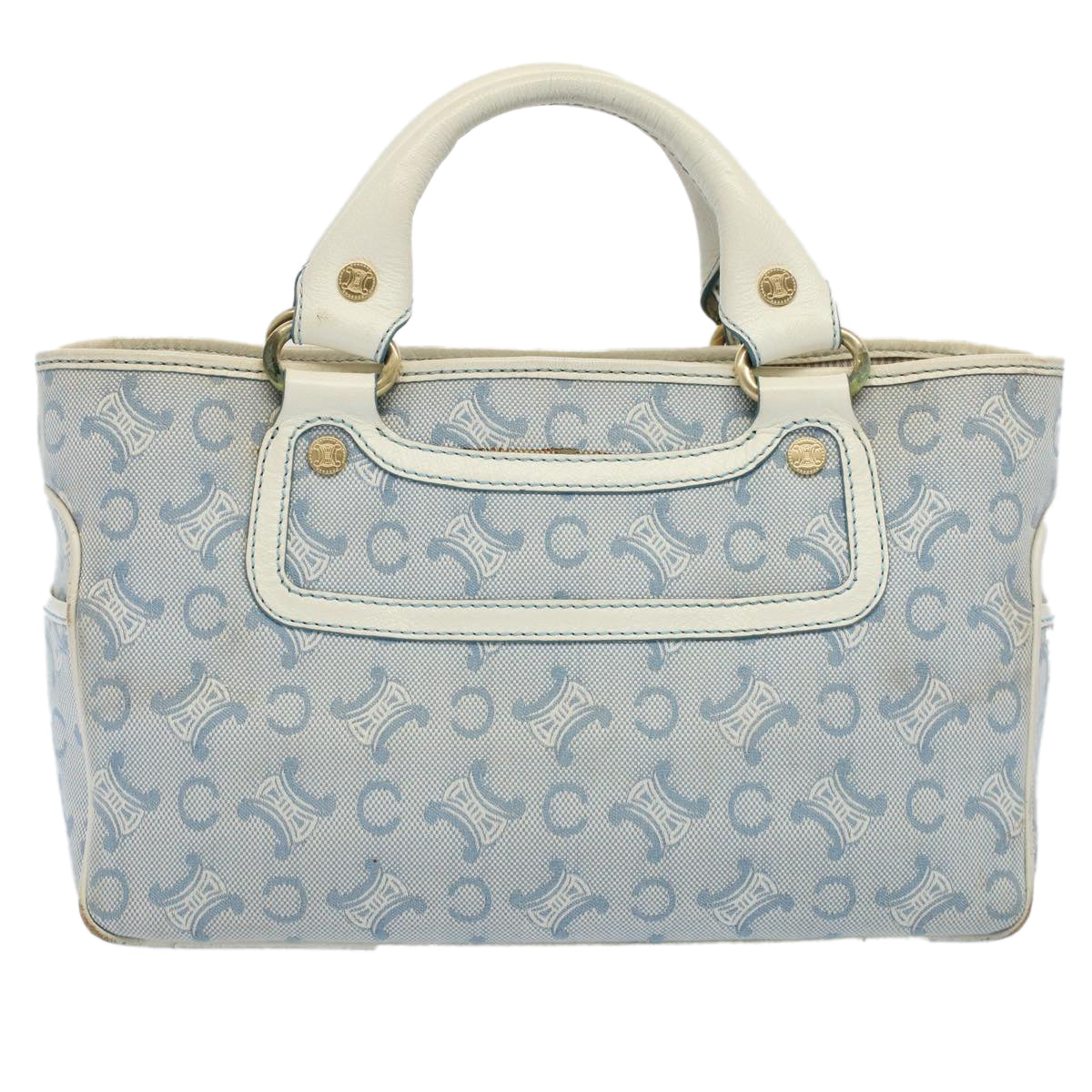 CELINE Paris Macadam Canvas Boogie Bag Hand Bag Light Blue Auth ar10376B