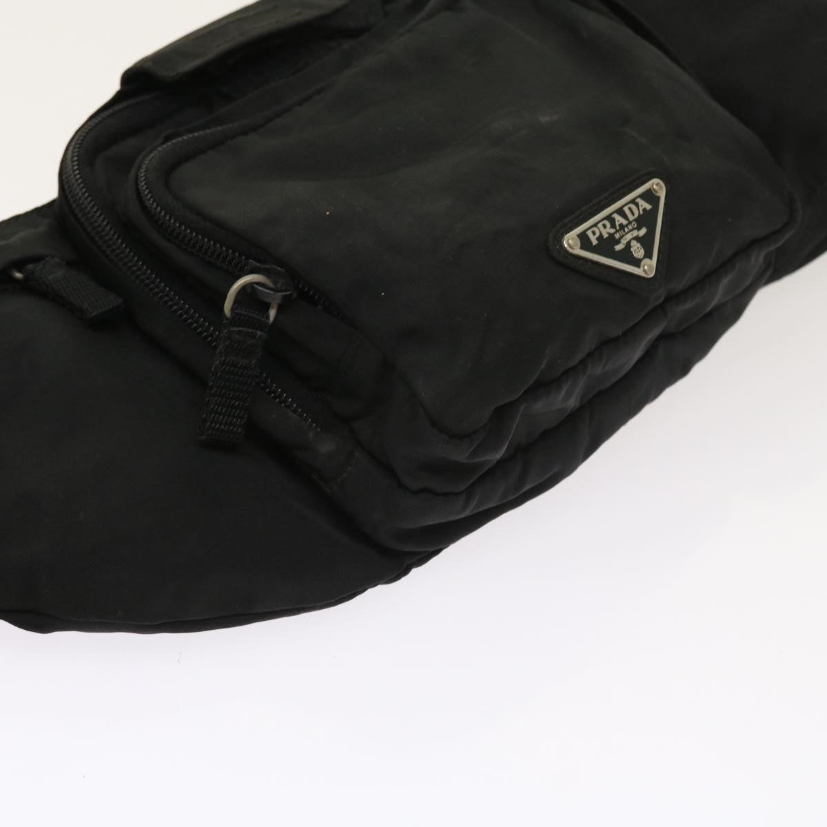 PRADA Waist bag Nylon Black Auth ar10382B