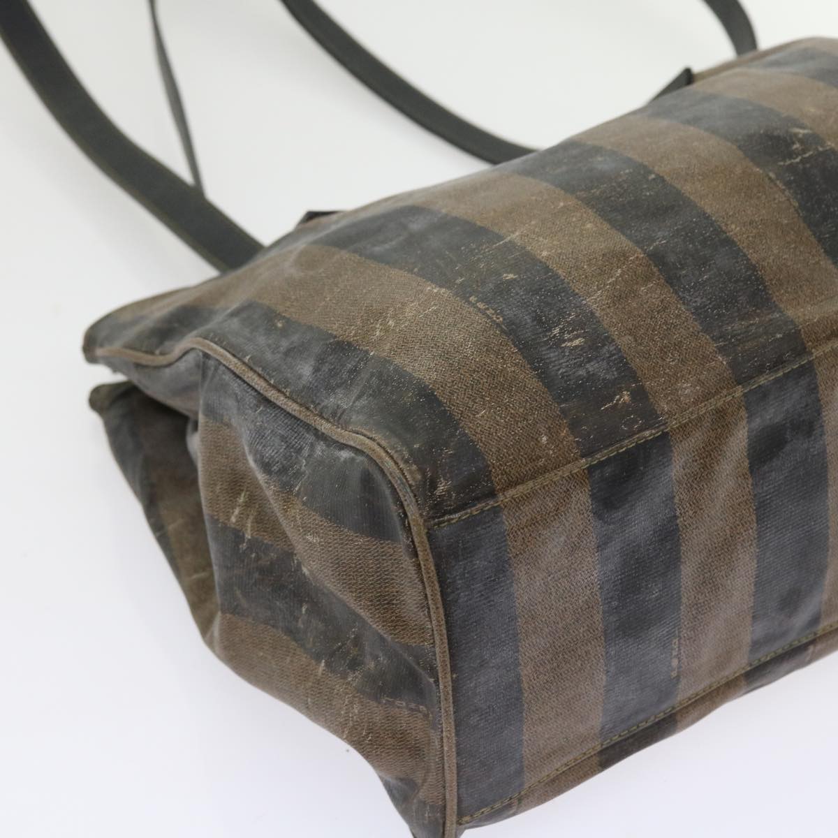 FENDI Pecan Canvas Shoulder Bag Coated Canvas Brown Auth ar10390B