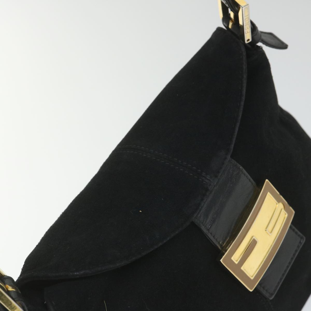 Gianni Versace Mamma Baguette Shoulder Bag Suede Black Auth ar10398