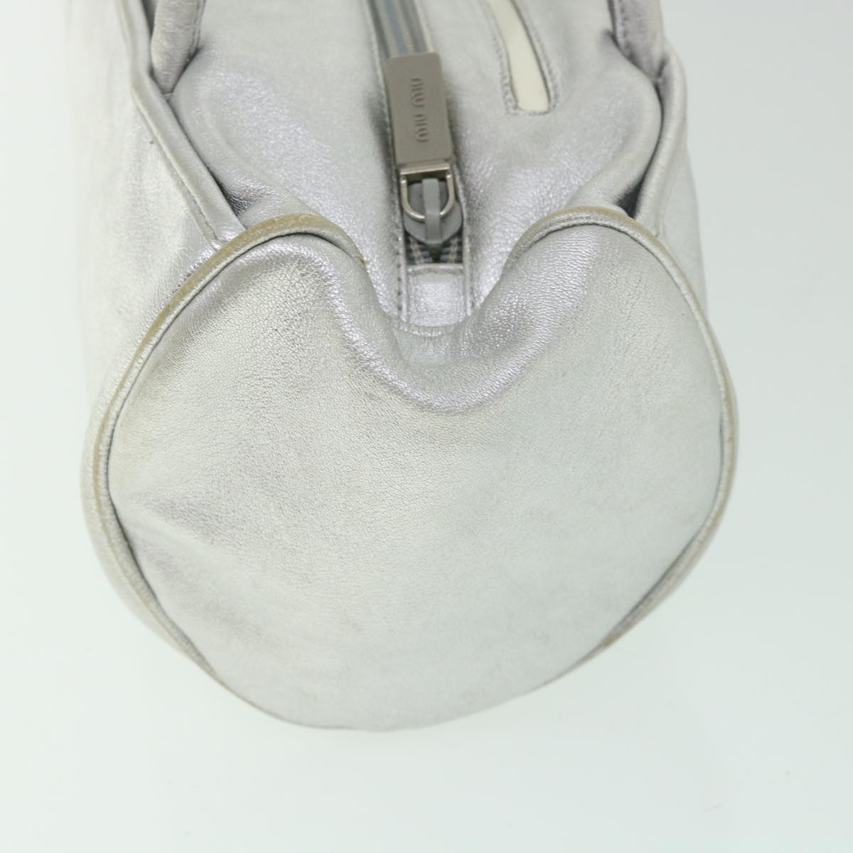 Miu Miu Shoulder Bag Leather Silver Auth ar10400