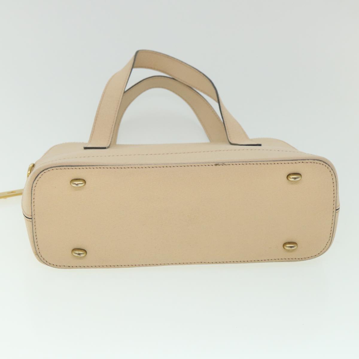 CELINE Hand Bag Leather 2way Beige Auth ar10402