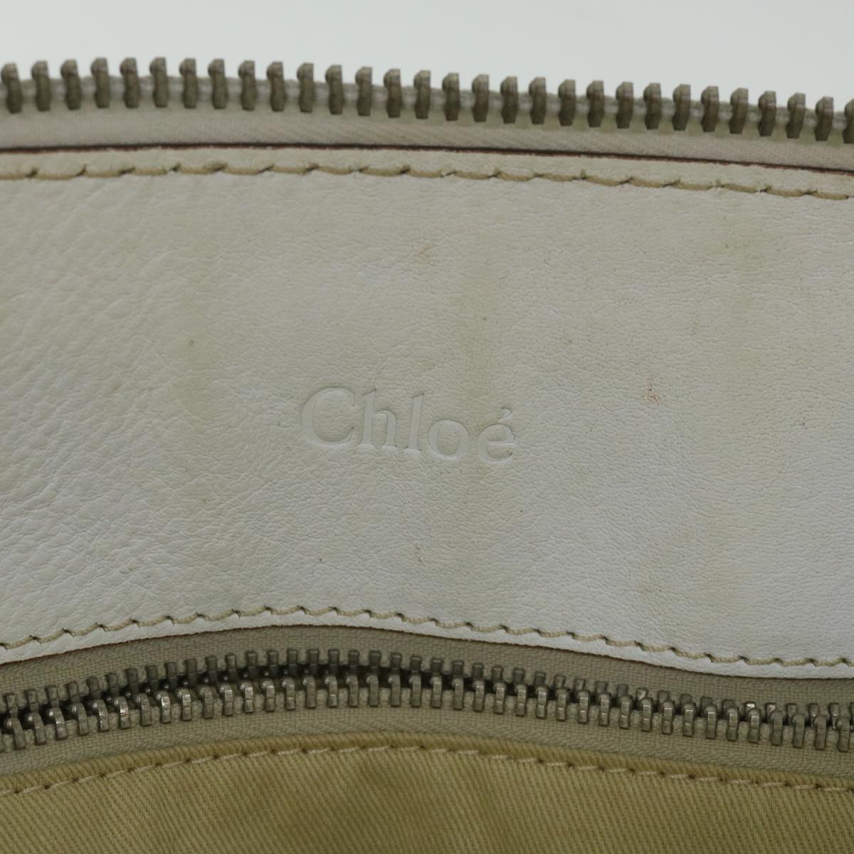 Chloe Hand Bag Leather White Auth ar10441