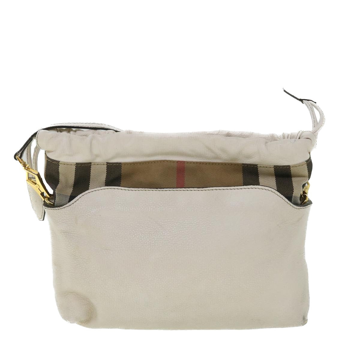 BURBERRY Nova Check Shoulder Bag Leather Beige Auth ar10452 - 0