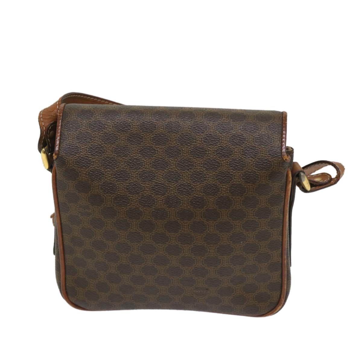 CELINE Macadam Canvas Shoulder Bag PVC Leather Brown Auth ar10469 - 0