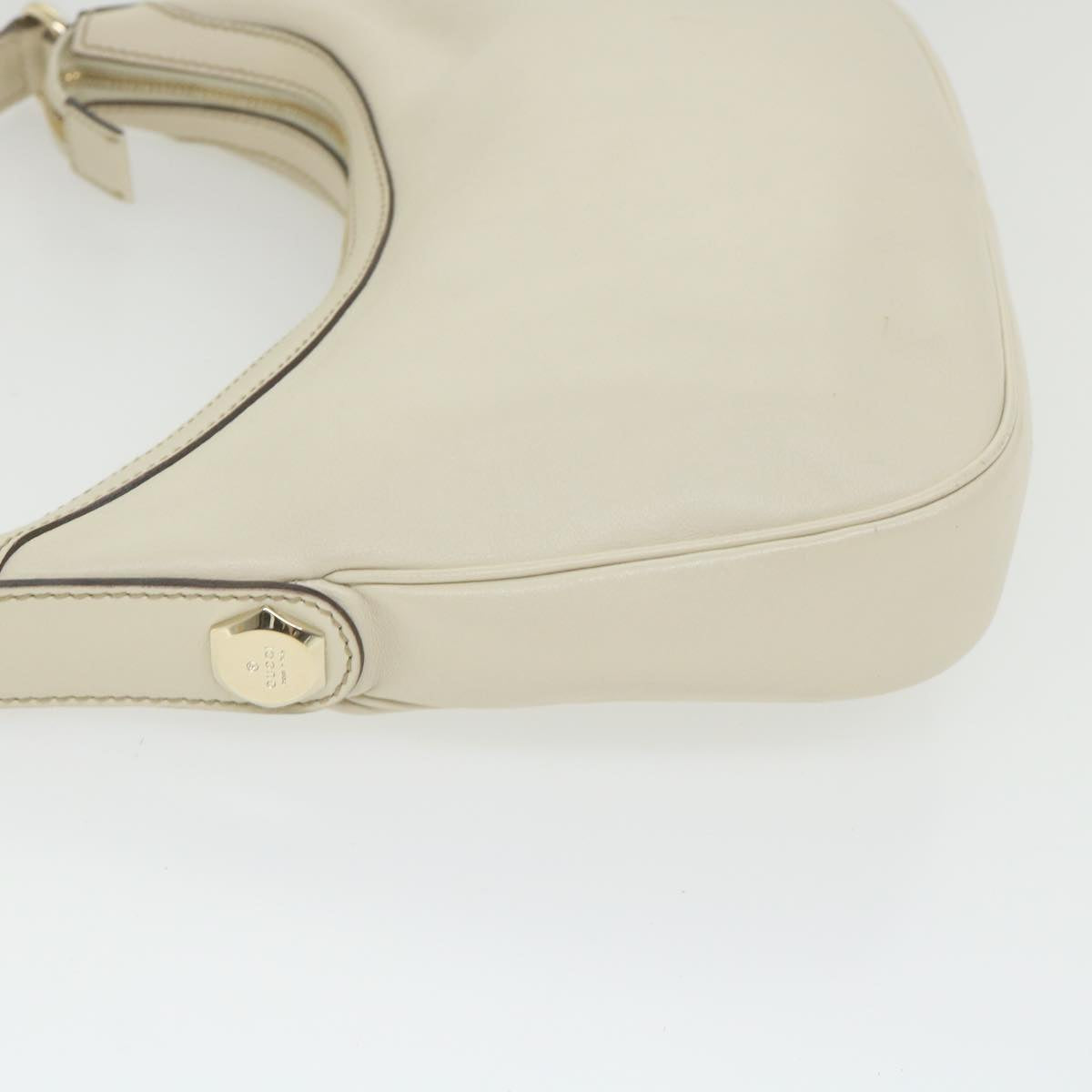 GUCCI Shoulder Bag Leather White 154395 Auth ar10476