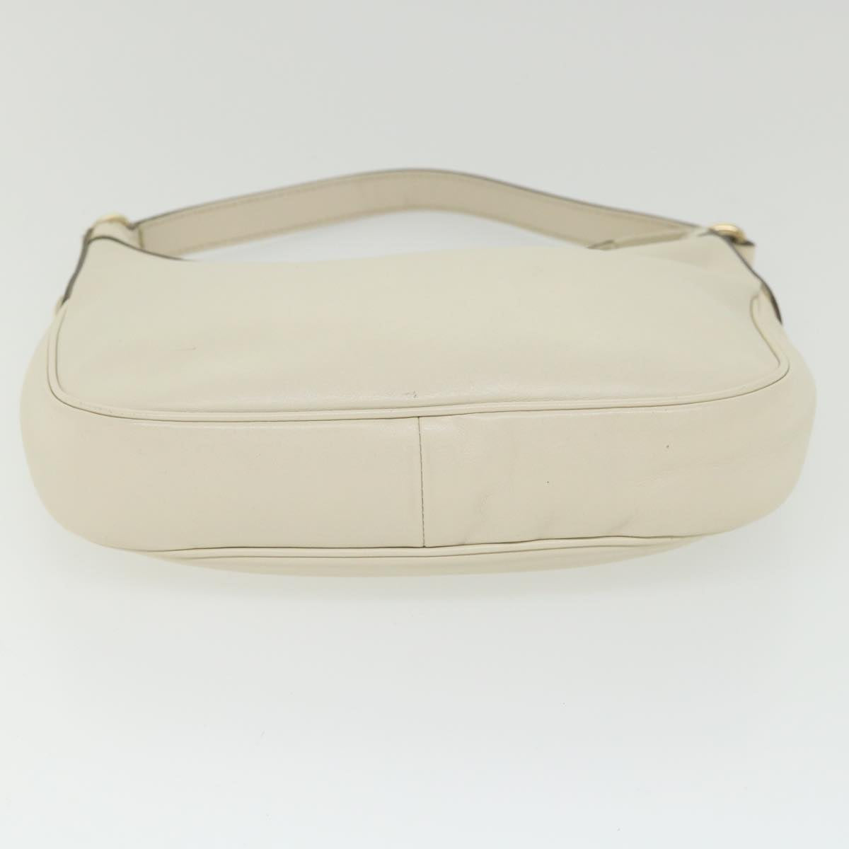 GUCCI Shoulder Bag Leather White 154395 Auth ar10476