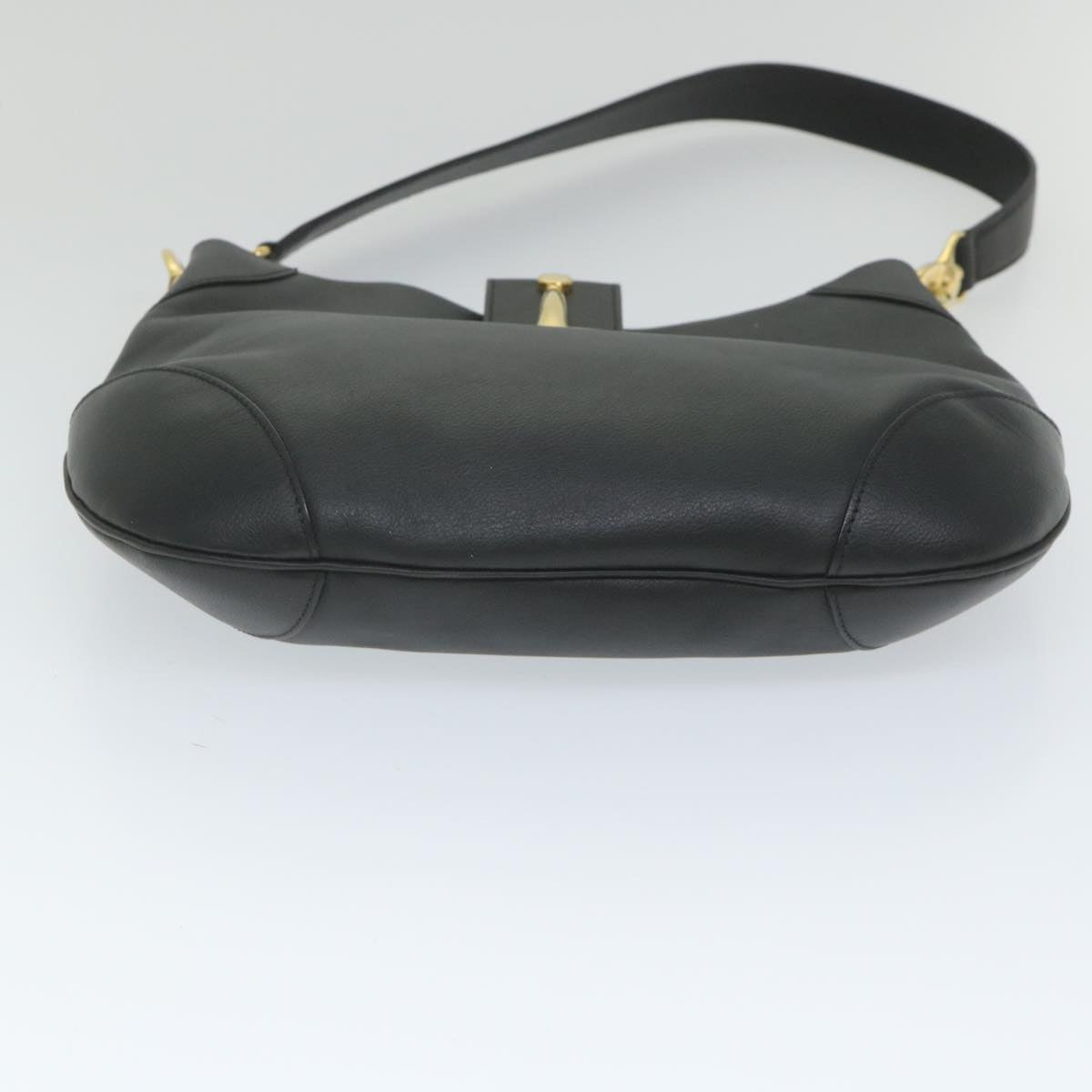 CELINE Shoulder Bag Leather Black Auth ar10477