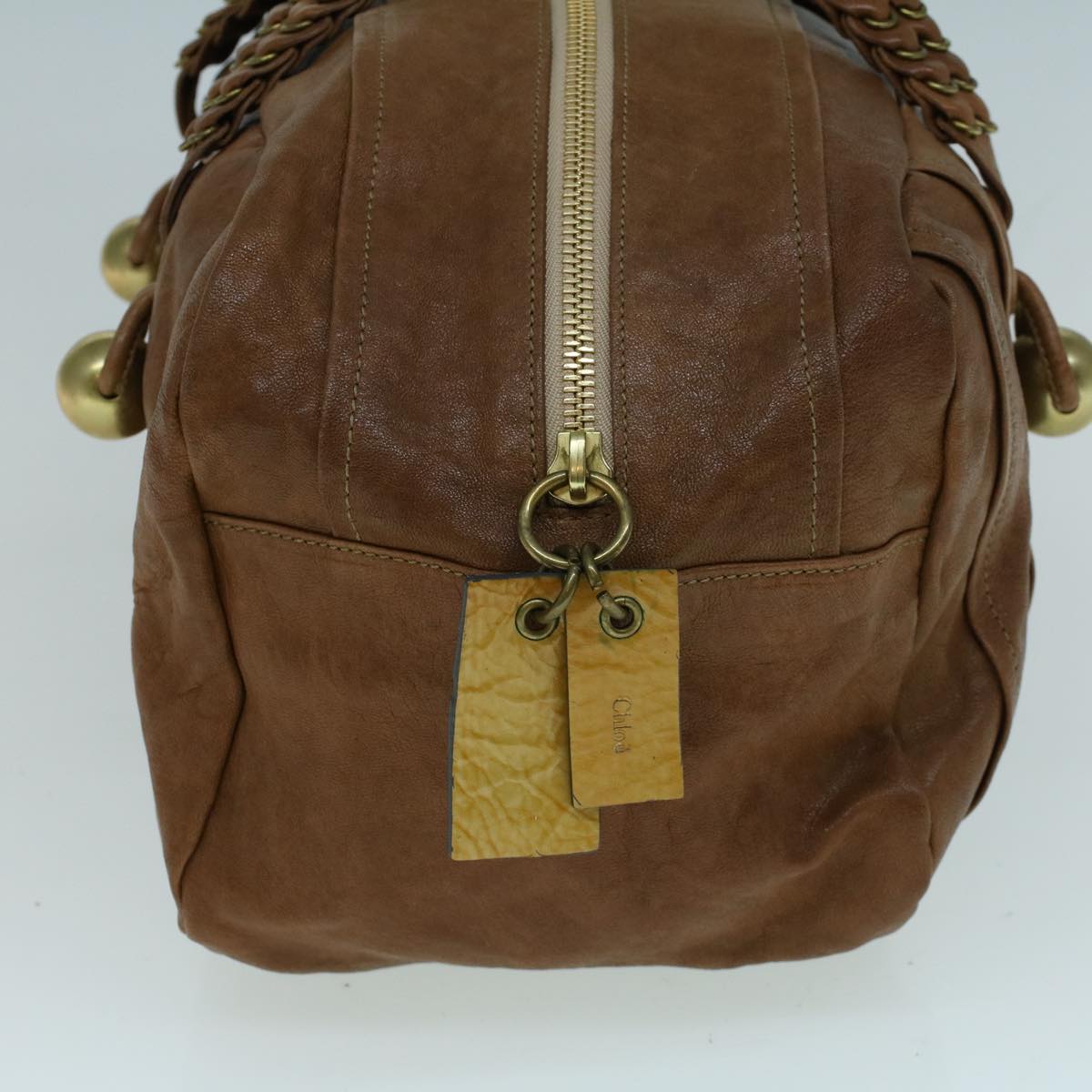 Chloe Shoulder Bag Leather Brown Auth ar10483