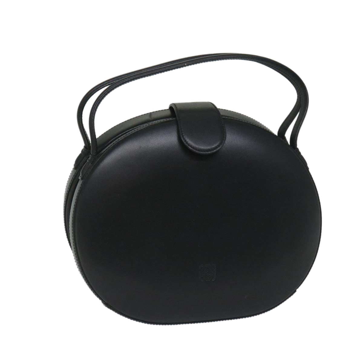 LOEWE Hand Bag Leather Black Auth ar10488