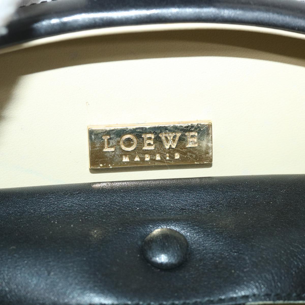 LOEWE Hand Bag Leather Black Auth ar10488